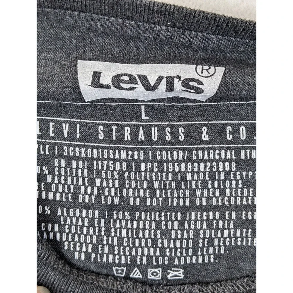 Levis Strauss Mens‎ T Shirt Size L Cotton Blend  Gray